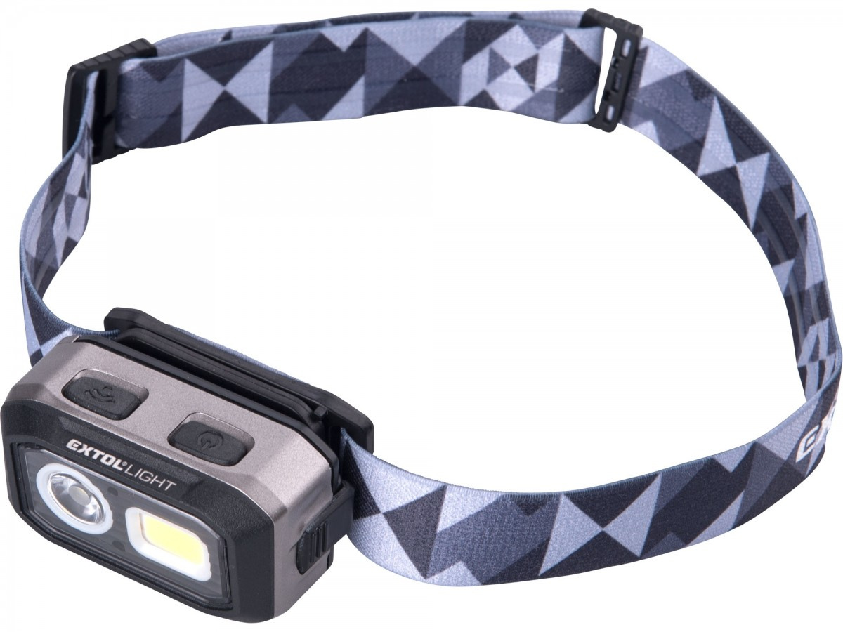 EXTOL LIGHT čelovka 500lm, Dual Power - Li-ion nebo AAA, USB nabíjení ...