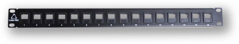 PP-104 16 empty - černá - 19" patch panel 1U, pro 16 KJ