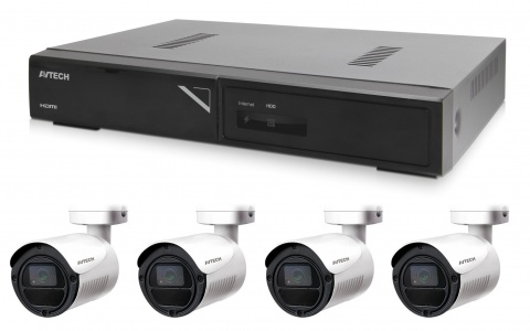 Kamerový set 1x AVTECH NVR AVH1104 a 4x 2MPX IP Bullet kamera AVTECH DGM2103SV + 4x Kabel UTP 1x RJ45 - 1x RJ45 Cat5e 15m!