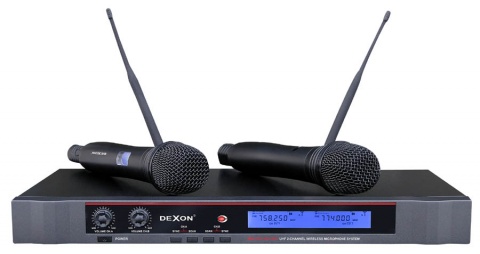 DEXON Bezdrátový mikrofon ruční, 2kanálový do racku MBD 832