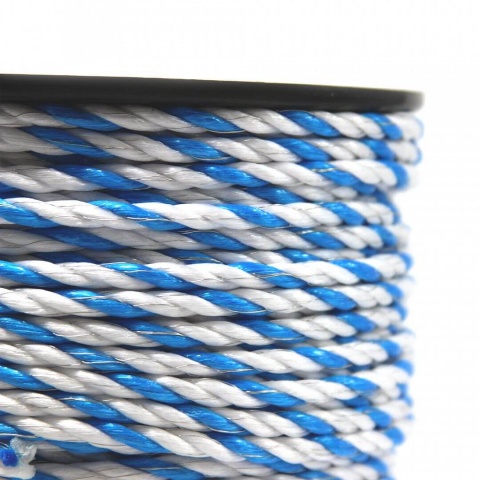 Lano pro elektrický ohradník, průměr 6 mm, modro-bílé, 200 m, 0,4 Ω/m