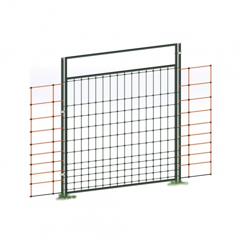 Vchodová branka k elektrické ohradníkové síti, výška 125 cm, šířka 83 cm, dvojitý hrot