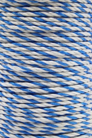 Lano pro elektrický ohradník, průměr 6 mm, modro-bílé, 200 m, 0,4 Ω/m