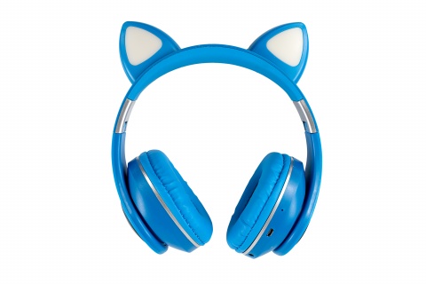 Oxe Bluetooth bezdrátová dětská sluchátka s ouškama, modrá