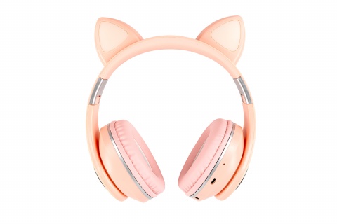Oxe Bluetooth bezdrátová dětská sluchátka s ouškama, růžová