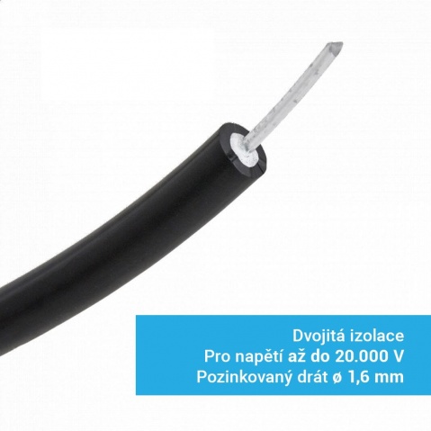 Vysokonapěťový ocelový kabel s průměrem 1,6 mm pro elektrický ohradník - 10 m