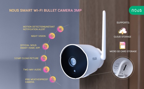 NOUS W7P WiFi Tuya venkovní bullet IP kamera 3MP
