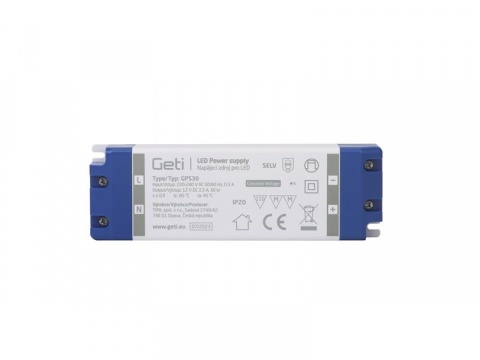 Zdroj spínaný pro LED 12V/ 30W  GETI  GPS30, IP20