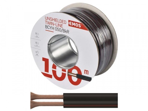 Dvojlinka nestíněná 2x0,50mm2 černo/rudá EMOS S8250 100m