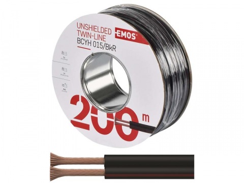 Dvojlinka nestíněná 2x0,15mm2 černo/rudá EMOS S8130 200m