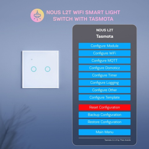 NOUS L2T WiFi Tasmota 2 kanálový vypínač osvětlení