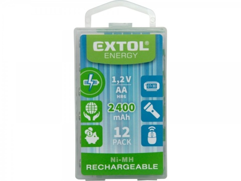 EXTOL ENERGY Nabíjecí tužkové baterie AA 1,2V (HR6) NiMh, balení 20ks