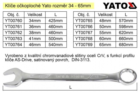 YATO Očkoplochý klíč 55mm CrV