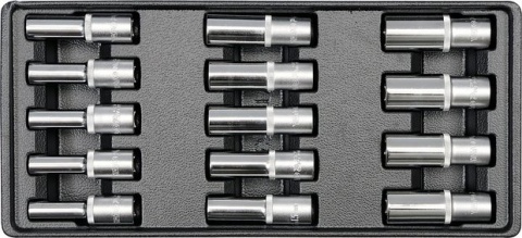 Vložka do zásuvky YT-5539, nástrčné klíče prodloužené,1/2“,  8 - 21 mm, sada 14 kusů, Yato