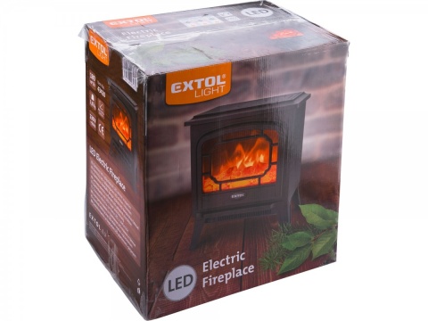 EXTOL LIGHT LED krb přímotop elektrický s plápolajícím ohněm a topením 1800W 43420