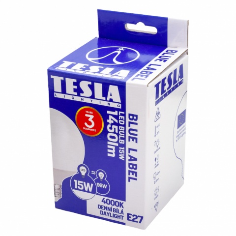 LED žárovka Tesla GLOBE E27, 15W, 230V, 1521lm, 25 000 hod, 4000K denní bílá, 270st