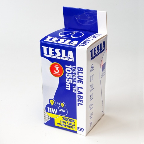 LED žárovka Tesla BULB E27, 11W, 230V, 1521lm, 25 000h, 3000K teplá bílá, 360st