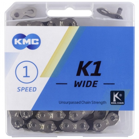 řetěz KMC K1 wide stříbrno-černý 100čl. BOX