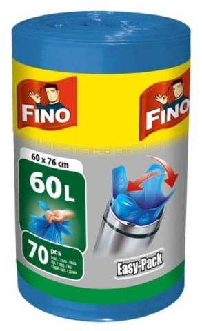 Pytel na odpad Fino 60x67 cm, 60 l, 18 mic, modrý, 70 ks