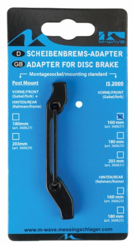 adaptér kotoučové brzdy M-WAVE přední 160mm standard original balení