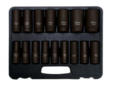 ADLER Gola ořechy šestihranné kované, prodloužené 1/2" sada 16 kusů 10-32mm