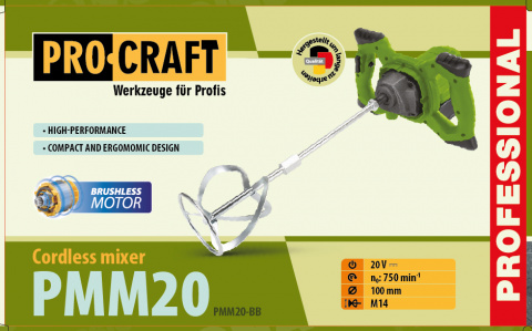 Aku míchadlo stavebních směsí Procraft PMM20 (bez baterie a nabíječky) | PMM20