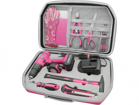 Aku šroubovák s příklepem růžový Lady 12 V / 2000 mAh  Li-On Extol 402403