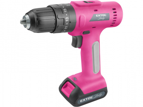 Aku šroubovák s příklepem růžový Lady 12 V / 2000 mAh  Li-On Extol 402403