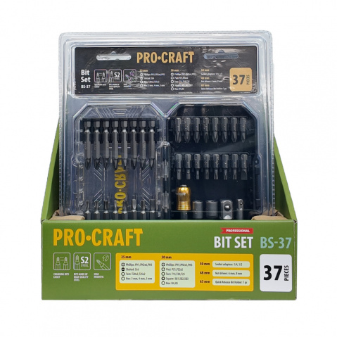 Aku vrtací šroubovák Procraft PA18LiH  se sadou bitů BS-37 | SPA18LiH-1B-C/BS-37