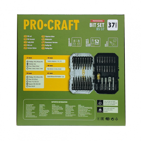 Aku vrtací šroubovák Procraft PA18LiH  se sadou bitů BS-37 | SPA18LiH-1B-C/BS-37