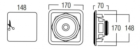 ARTSOUND FL101T - vestavný 100 V reproduktor, čtverec, bílý