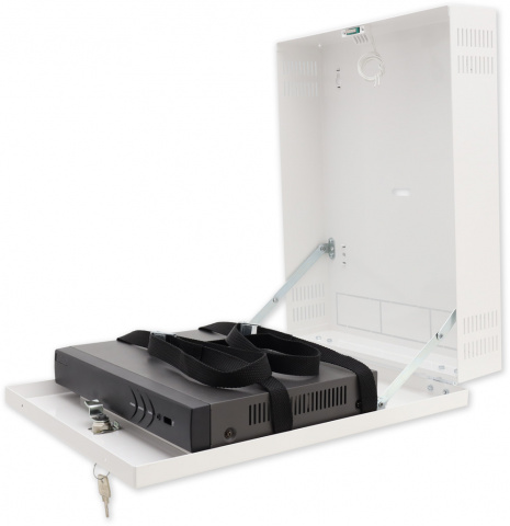 AWO528W - střední kovový box pro uzamčení rekordéru, nástěnný, bílý