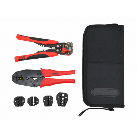 AWTOOLS Sada - Lisovací kleště na konektory s výměnnými hlavicemi + odizolovací kleště