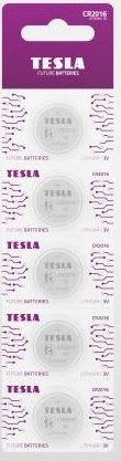 Baterie lithiová Tesla CR2016, 3V, knoflíková, 5ks