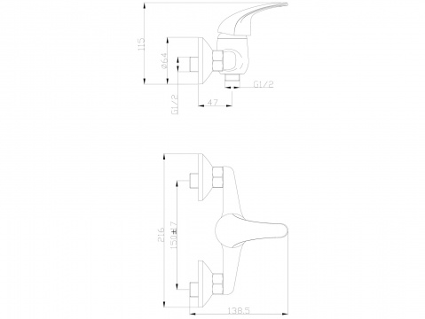 Baterie sprchová 150mm chromovaná