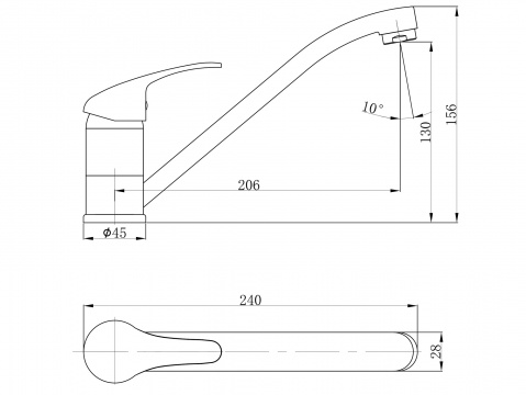 Baterie stojánková dřezová chromovaná délka 220mm