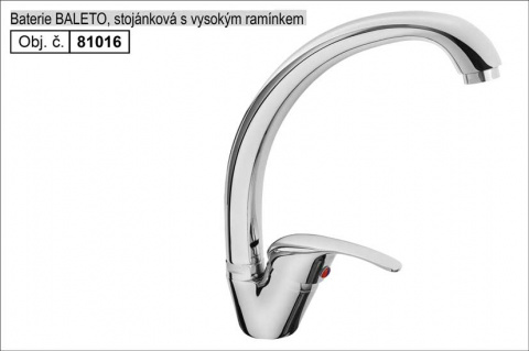 Baterie stojánková dřezová chromovaná s vysokým ramínkem