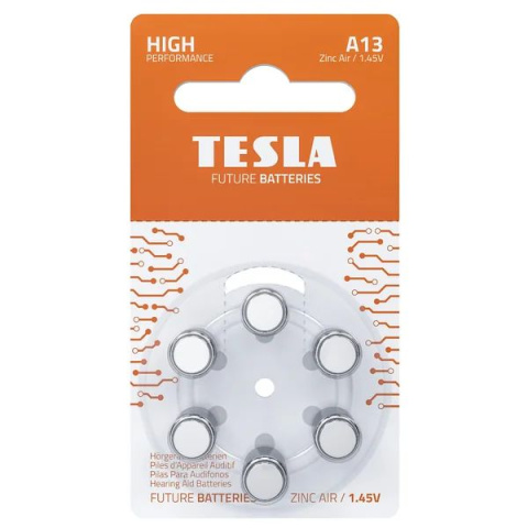 Baterie Tesla A13 do naslouchadel PR48 6ks, (blister)