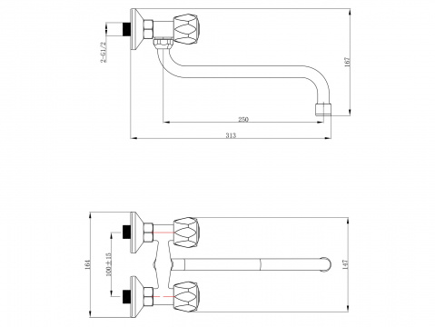 baterie umyvadlová/dřezová, 100mm, ram. 25cm, keramický ventil, chrom, BALLETTO
