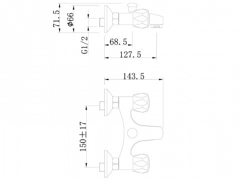 baterie vanová, 100mm, keramický ventil, chrom, BALLETTO