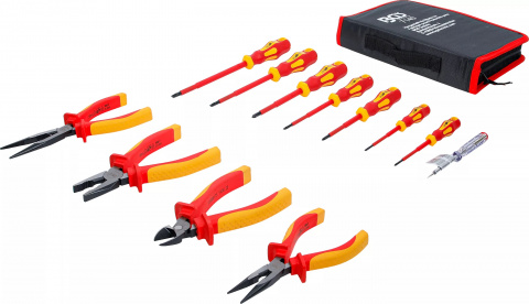 BGS Technic 7140 Sada izolovaných letrikářských VDE kleští a šroubováků, 12 dílů, pouzdro