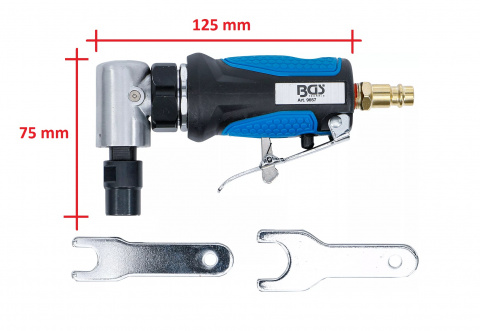 BGS Technic pneumatická mini přímá bruska, velmi krátká, 90° zahnutá, délka 126 mm