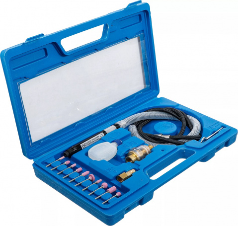 BGS Technic Pneumatická přímá mikro bruska set s ohebnou hřídelí, 17dílů, 3,2mm
