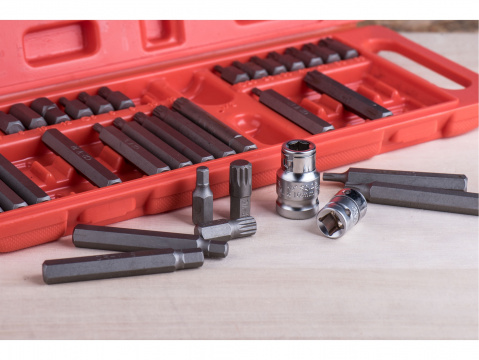 Bity Torx, XZN, Imbus, sada 40 dílů, pro ráčny 3/8“ a 1/2", Extol Premium