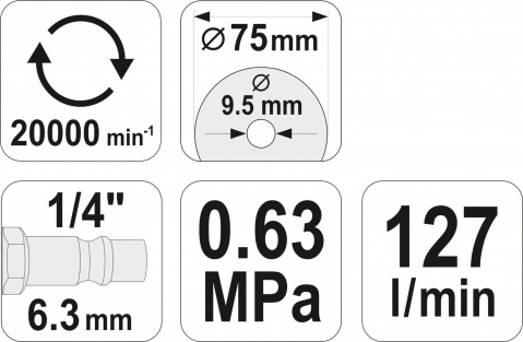 Bruska příčná Yato vzduchová průměr 75mm YT-09715