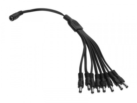 CCTV Splitter 1/8 - pasivní rozbočení DC napájení, 1x jack samice, 8x jack samec