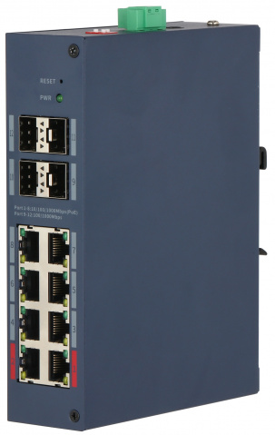 CHS4412-8GT-125 - průmyslový PoE switch, 8x Gb PoE, 4x Gb SFP uplink, Cloud MNG L2, DIN, 125W