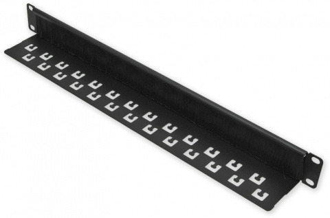 CM.BR00.01U - 19" průchozí panel s kartáčem a lištou, 1U