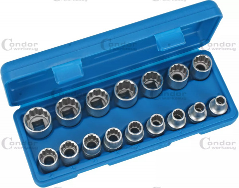 CONDOR 106-12K Gola ořechy dvanáctihranné sada 8-24mm 1/2"