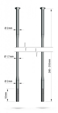 drát nerez Remerx redukovaný 2-1,7-2 x 293 mm přímý černý